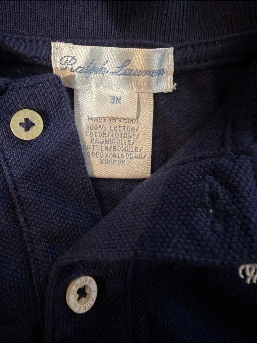 Ralph Lauren Pink Terry Cloth Baby Romper and Navy Blue Dress - both 3 Months